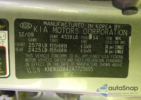 2010 Kia Sportage Lx from USA, damaged, VIN KNDKG3A42A7725695